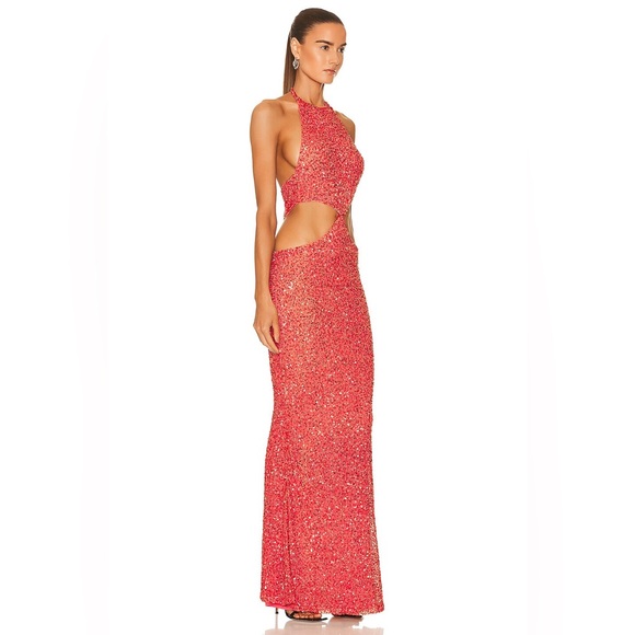 Retrofete Katerina Beaded Gown in Calypso Coral XS - Picture 3 of 4